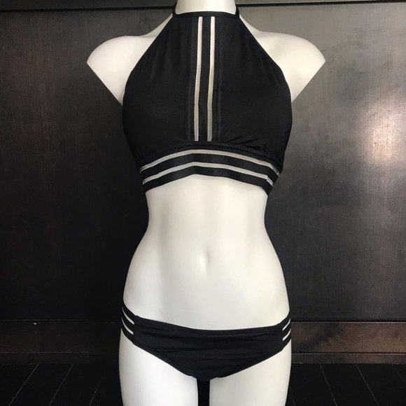 Kenneth Cole black high neck top bikini set